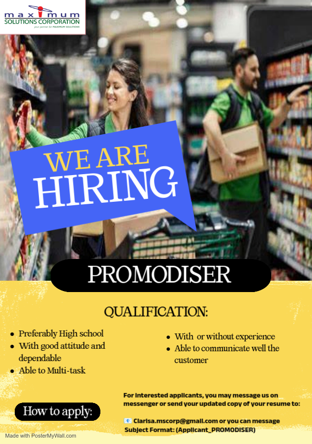 PROMODISER HIRING PHILIPPINES | Facebook
