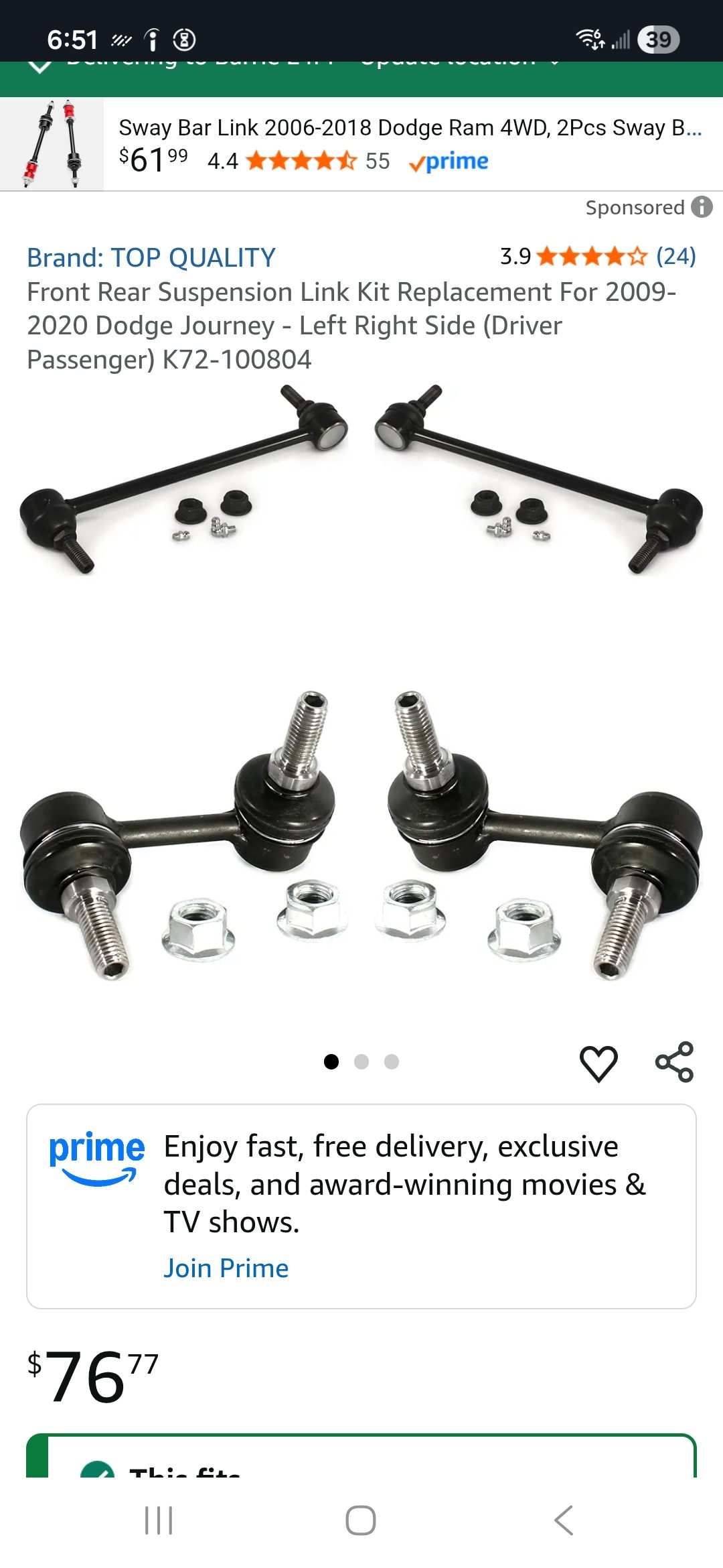 Kit Control Arms Ball Joints Sway Bar End Links New 6pc Suspension
