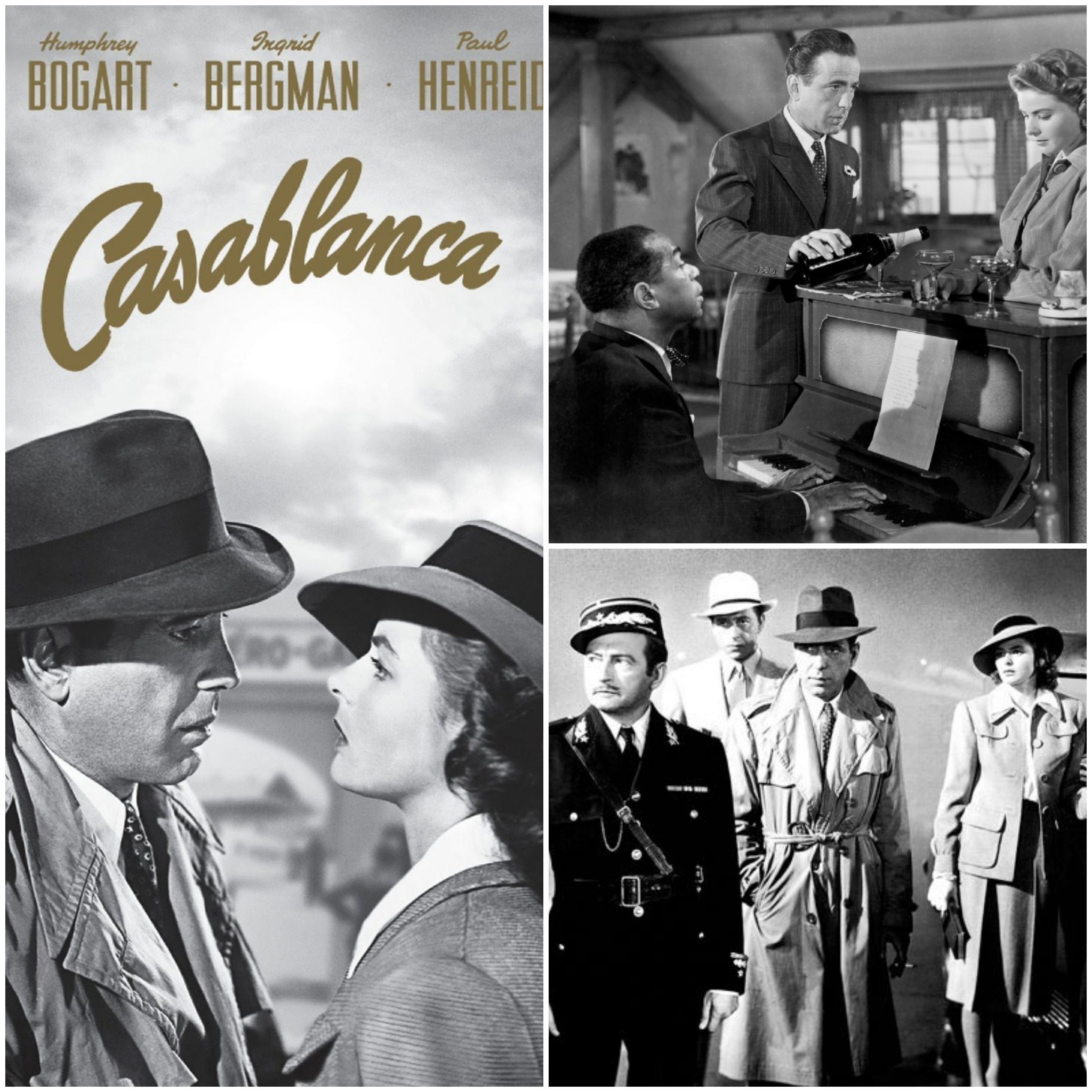 Tableau Hollywood - Humphrey Bogart & Ingrid Bergman | Impression Sur Bois | 97x62cm | Déco Vintage