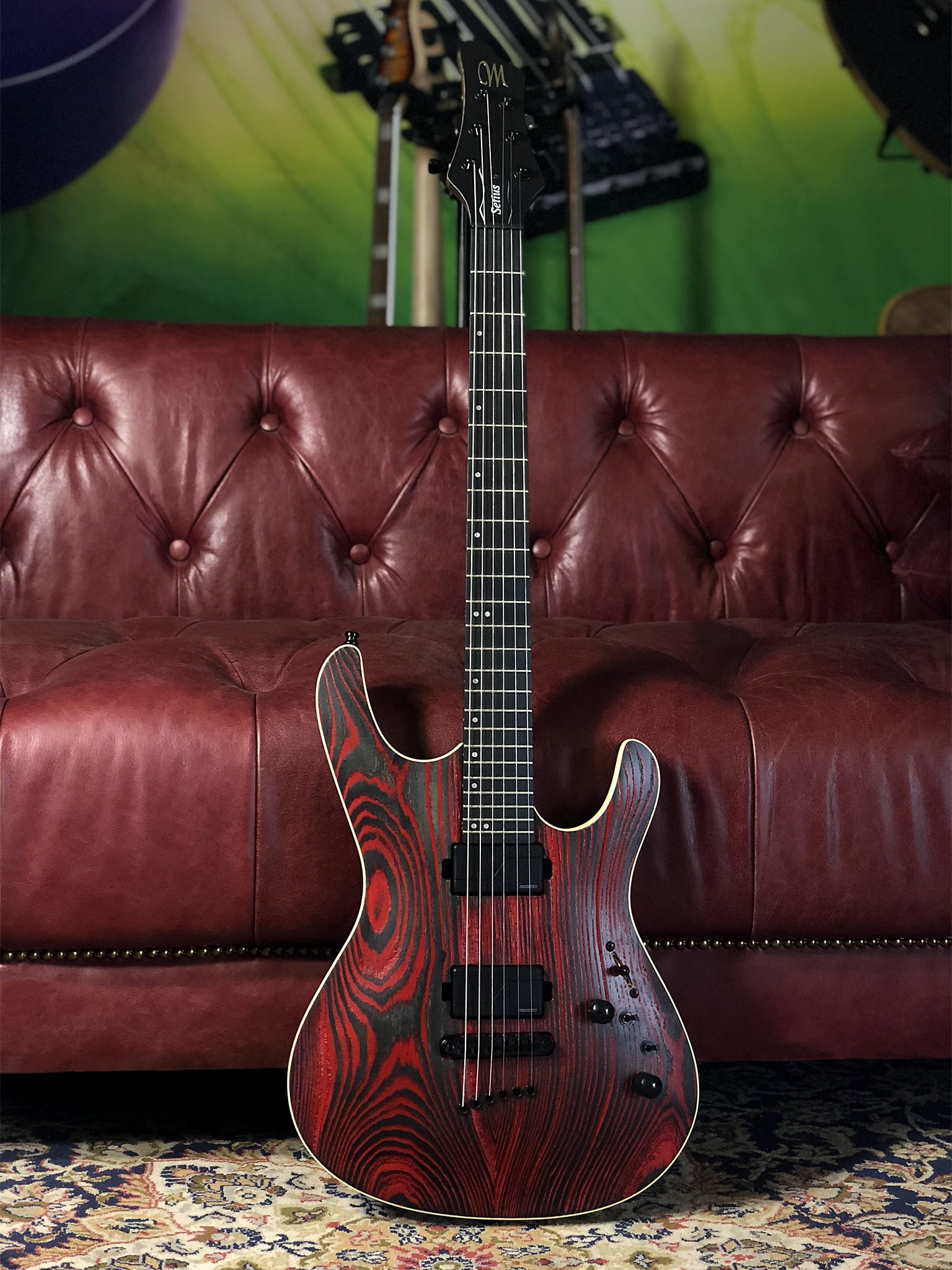 Mayones Setius 6 Custom Flamed Maple top Antique Black Oil finish