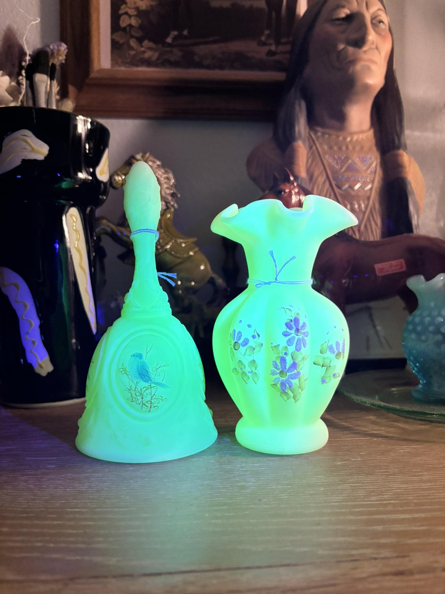 美術品・アンティーク・コレクション Fenton Vaseline Uranium Custard