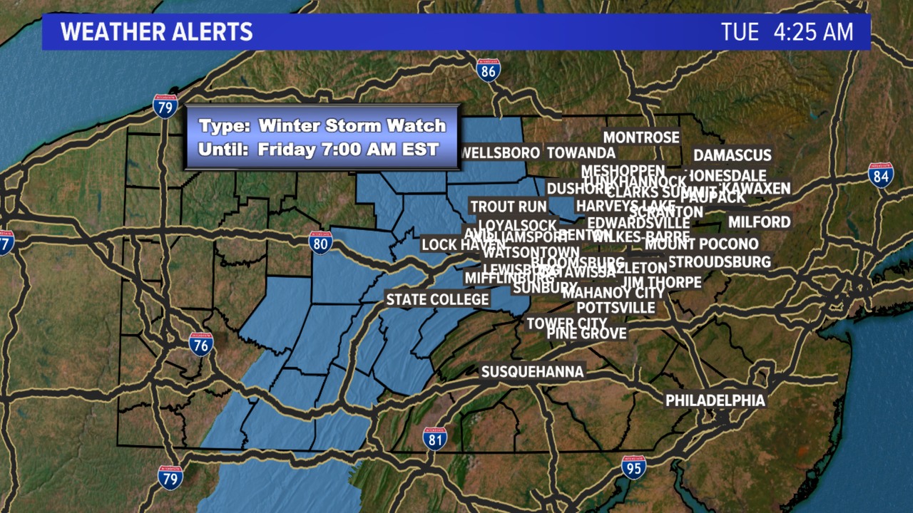 WNEP - Winter Storm Watch has been issued by the National Weather ...