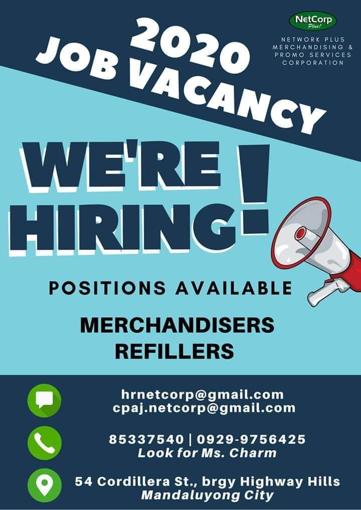 Hr - Urgent Hiring!! Network Plus Merchandising and Promo Services ...