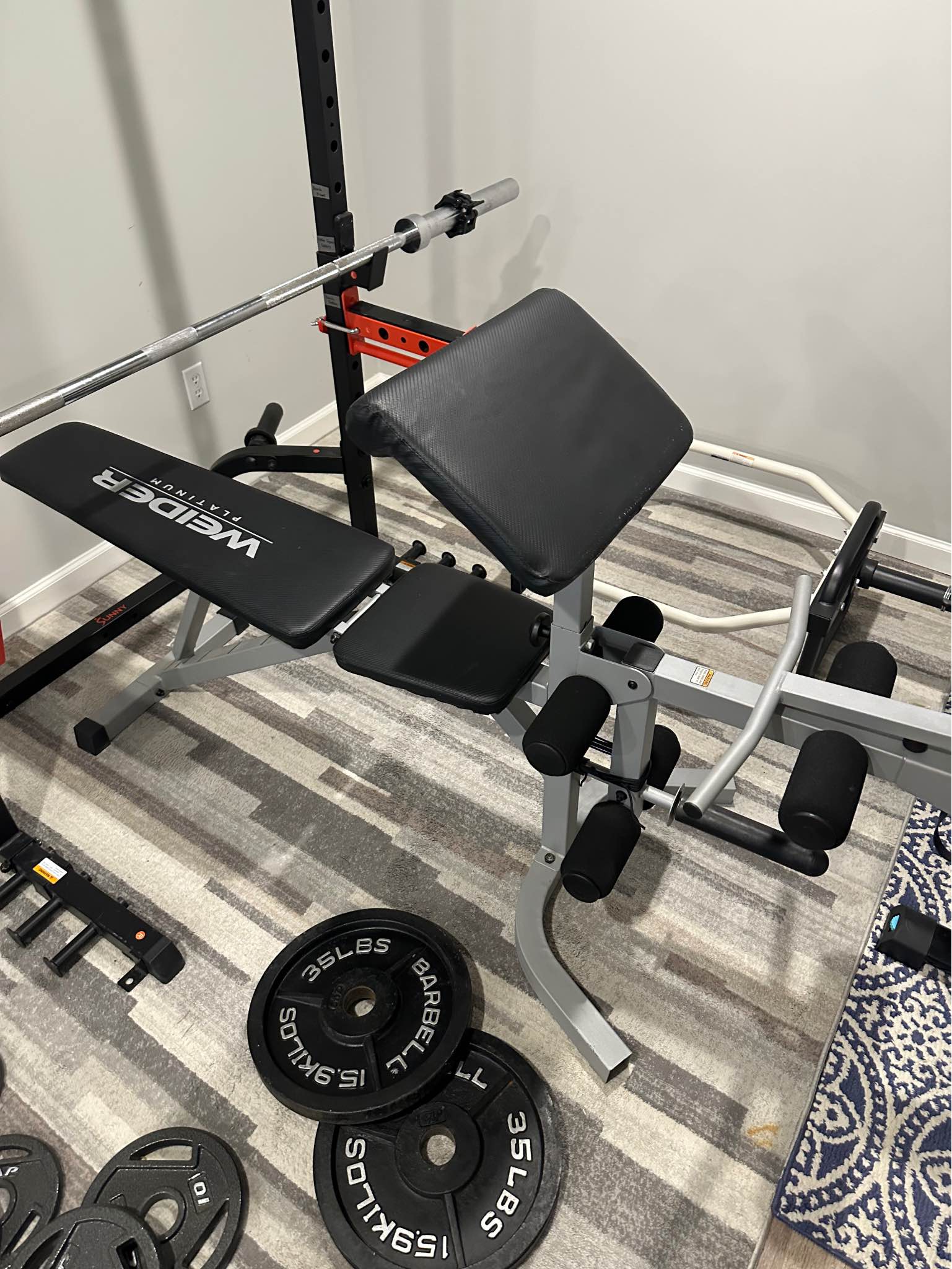 Complete Home Gym Setup – Rack, Bench, Barbell, Trap Bar, 195 lbs ...