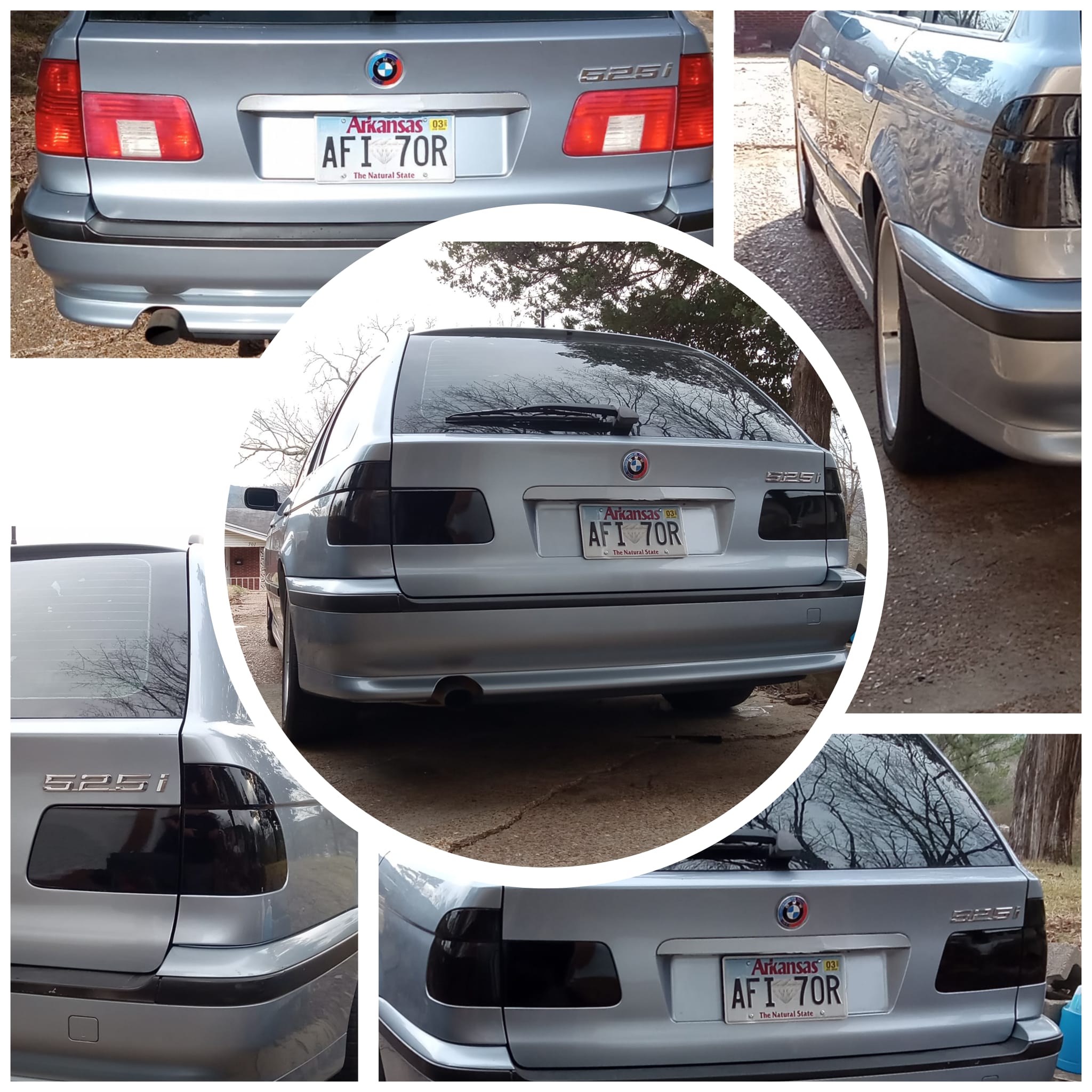 BMW E39 tail lights restored with lens film and smoked wrap