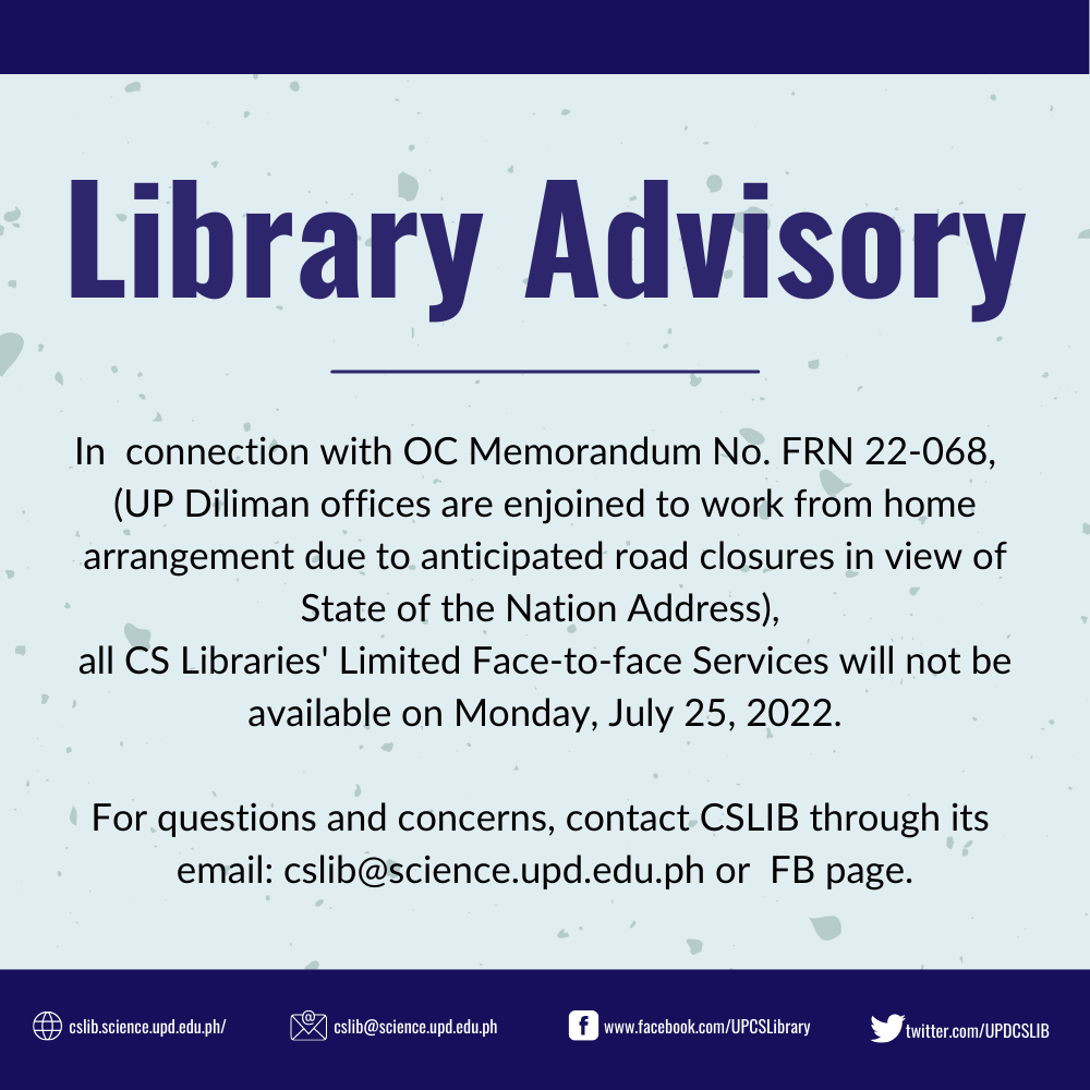 📌Library Advisory In connection with OC Memorandum No. FRN 22-068, (UP ...