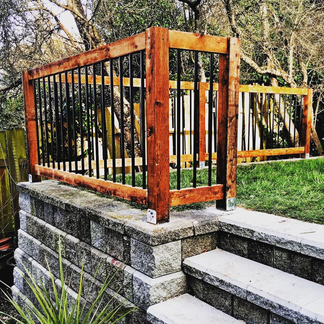 Custom wooden railing... - Blue Bear Landscape Construction