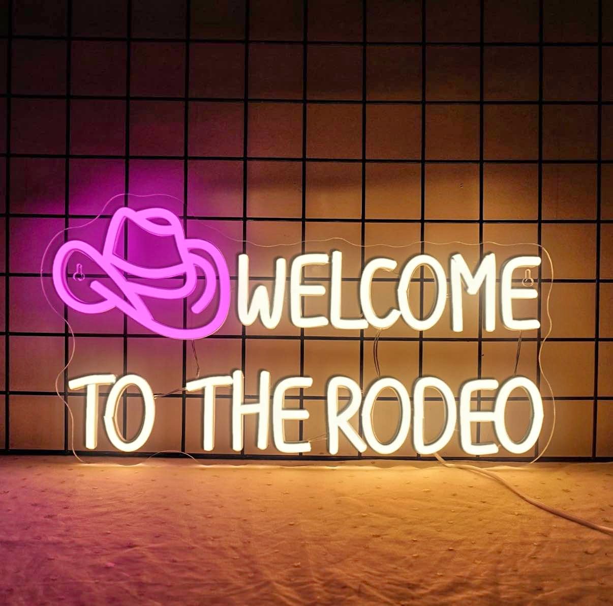 WLHOPE Welcome To The Rodeo Neon Sign Cowboy Hat Led Lights Dimmable ...