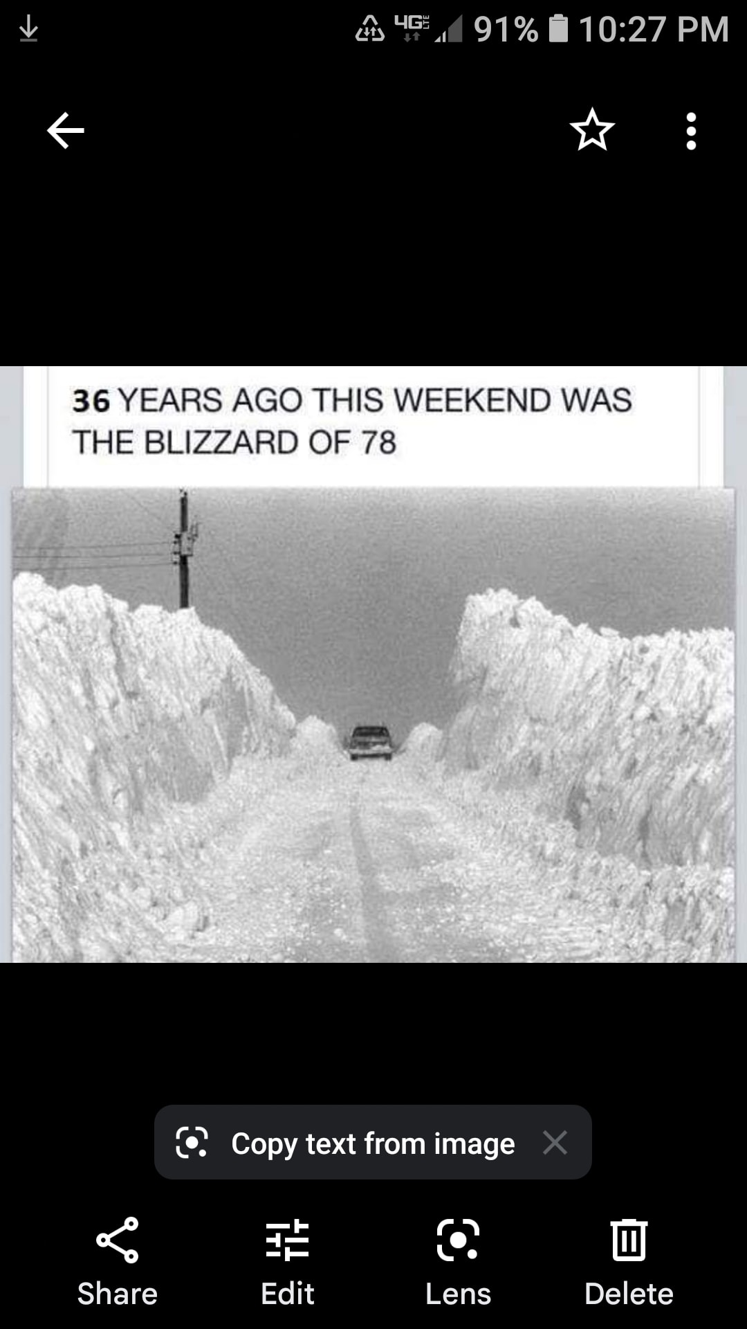 A photo taken from the Blizzard of 78.