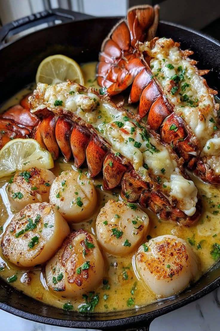 Stanley Tucci Recipes 🍝🍛🌭🍕 | **Garlic Butter Lobster & Scallop Bliss ...