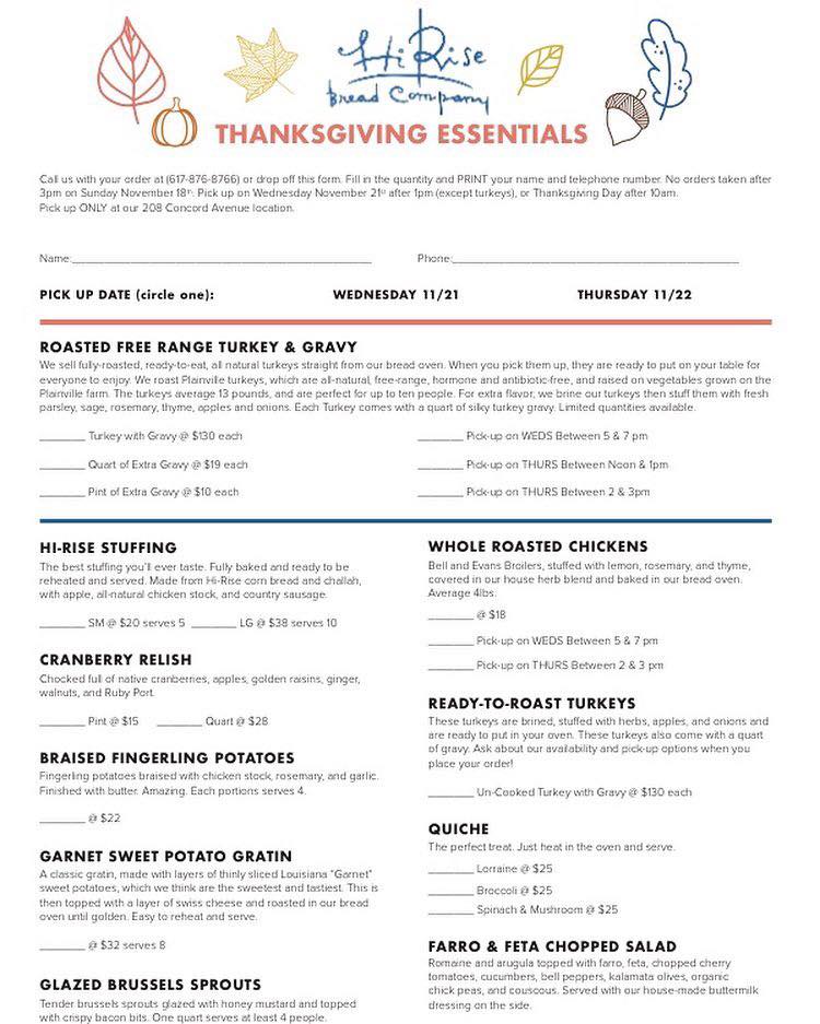 Thanksgiving menus are here!... - Hi-Rise Bread Company | Facebook