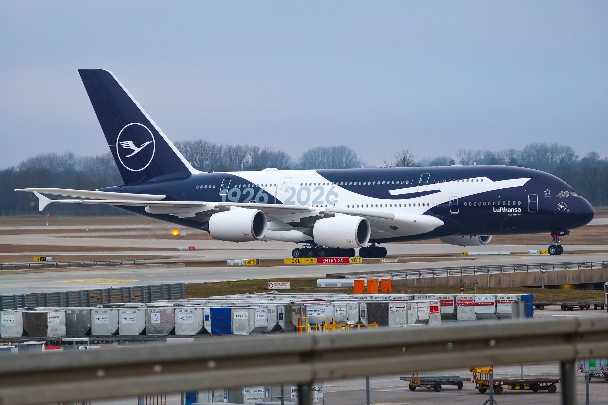 Lufthansa A380 in 100 years special livery arrives at Munich Airport