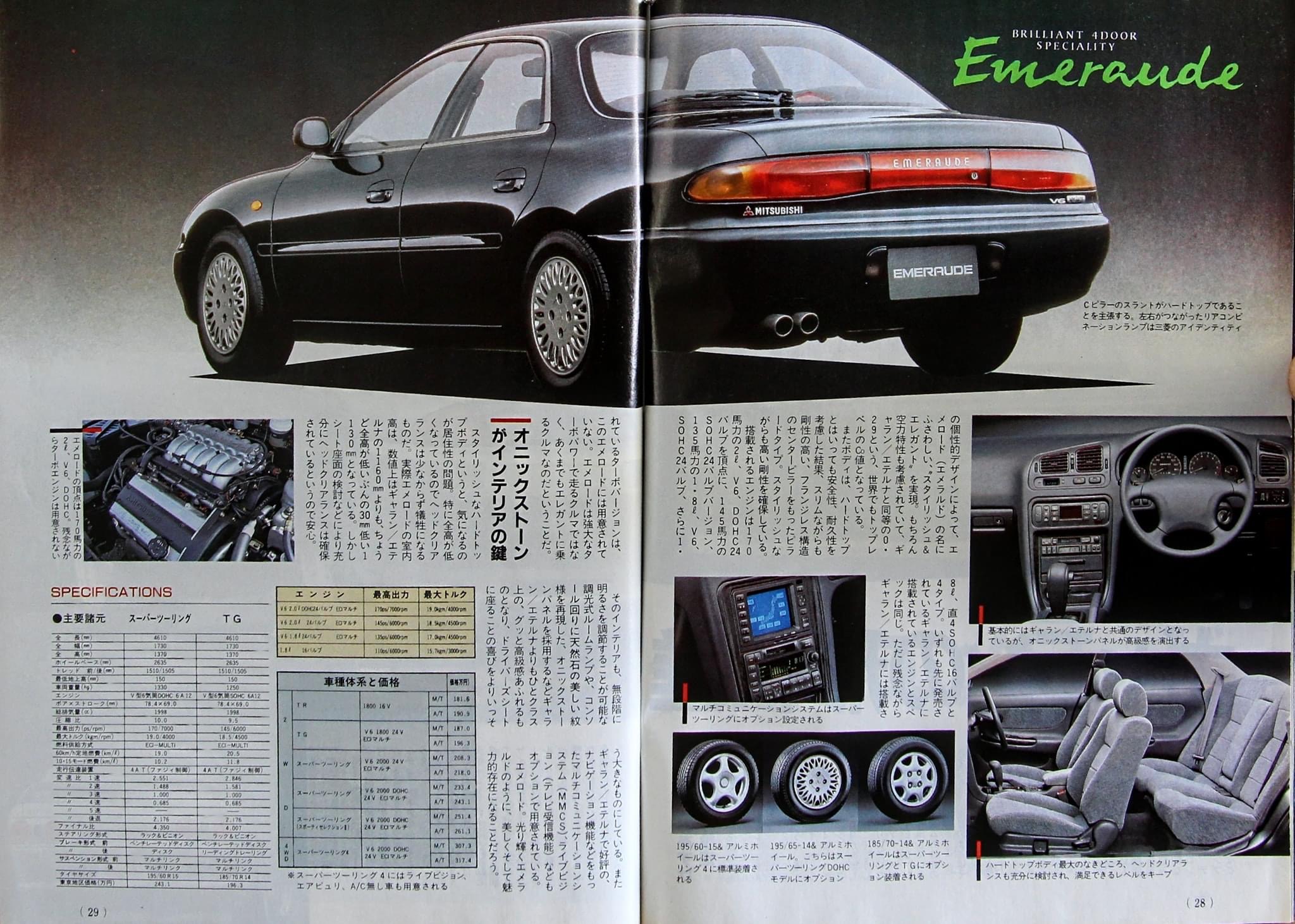 Mitsubishi Emeraude hardtop release article. Translation in pic