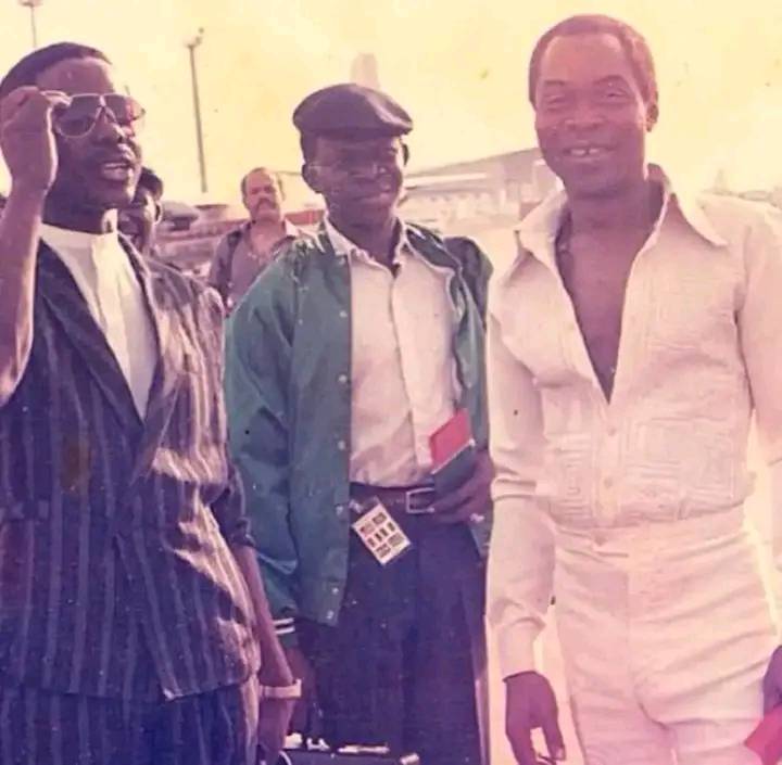 King Sunny Ade and Fela Anikulapo Kuti at the airport in 1979.