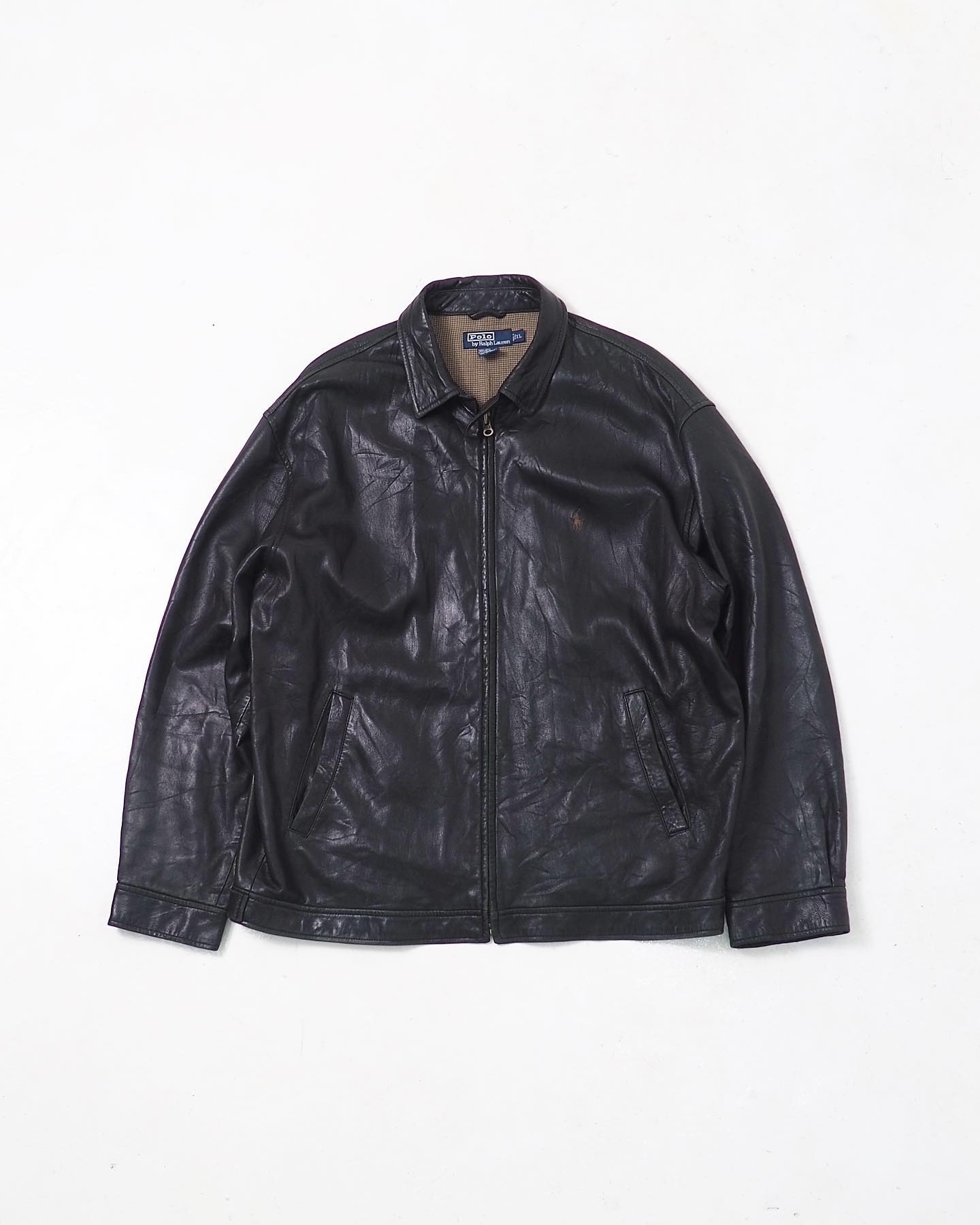 Polo by Ralph Lauren leather harrington jacket