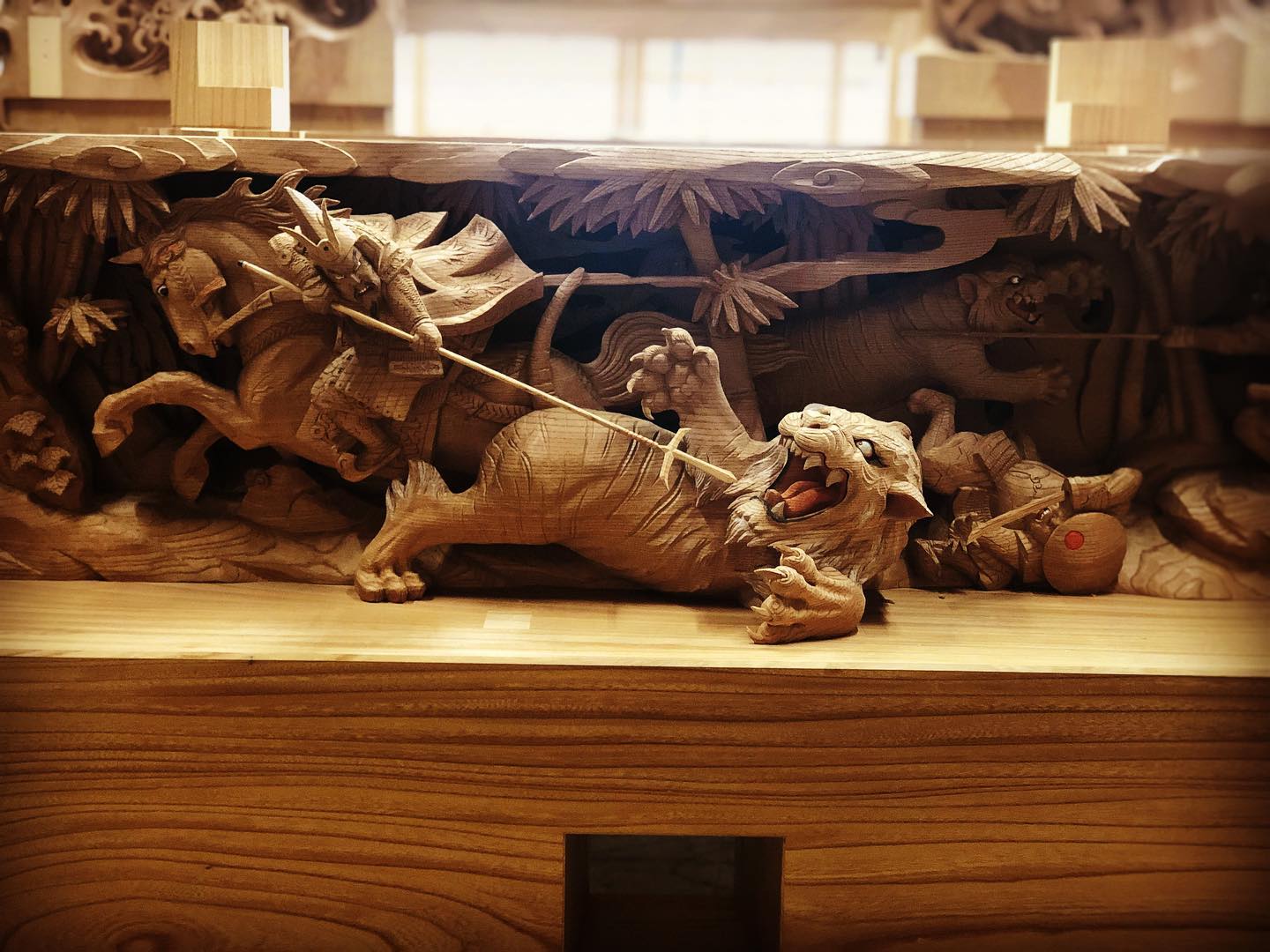 Woodcarving - #虎#加藤清正#野代#木彫山本 加藤清正の虎退治 但し