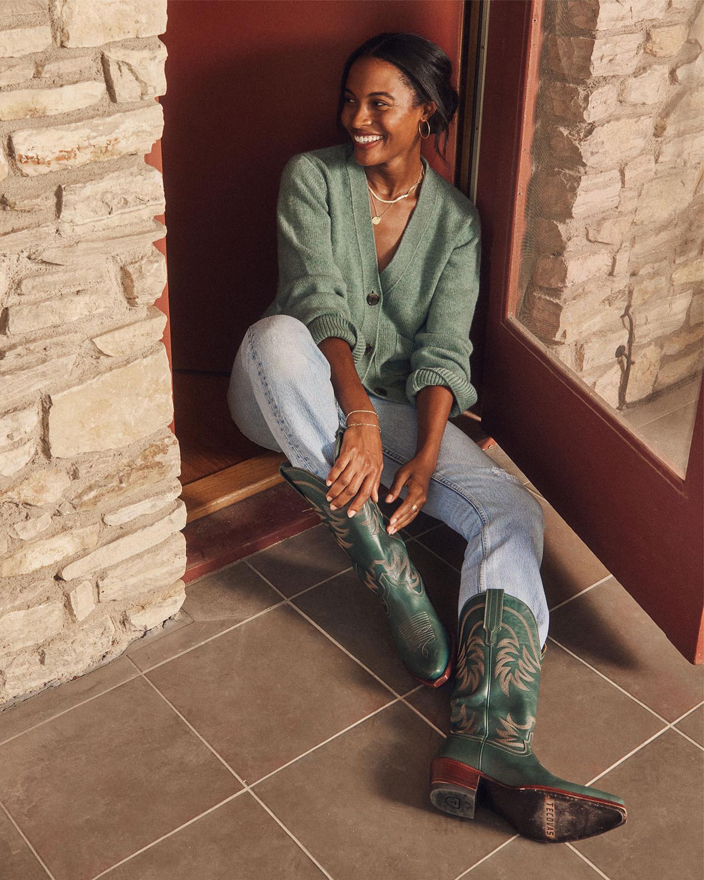 tecovas green dress Move over summer, fall is here and we have the perfect boots for our girls🍂 The Daisy in Bone and The Annie in Teal coming soon! party dress with sleeves