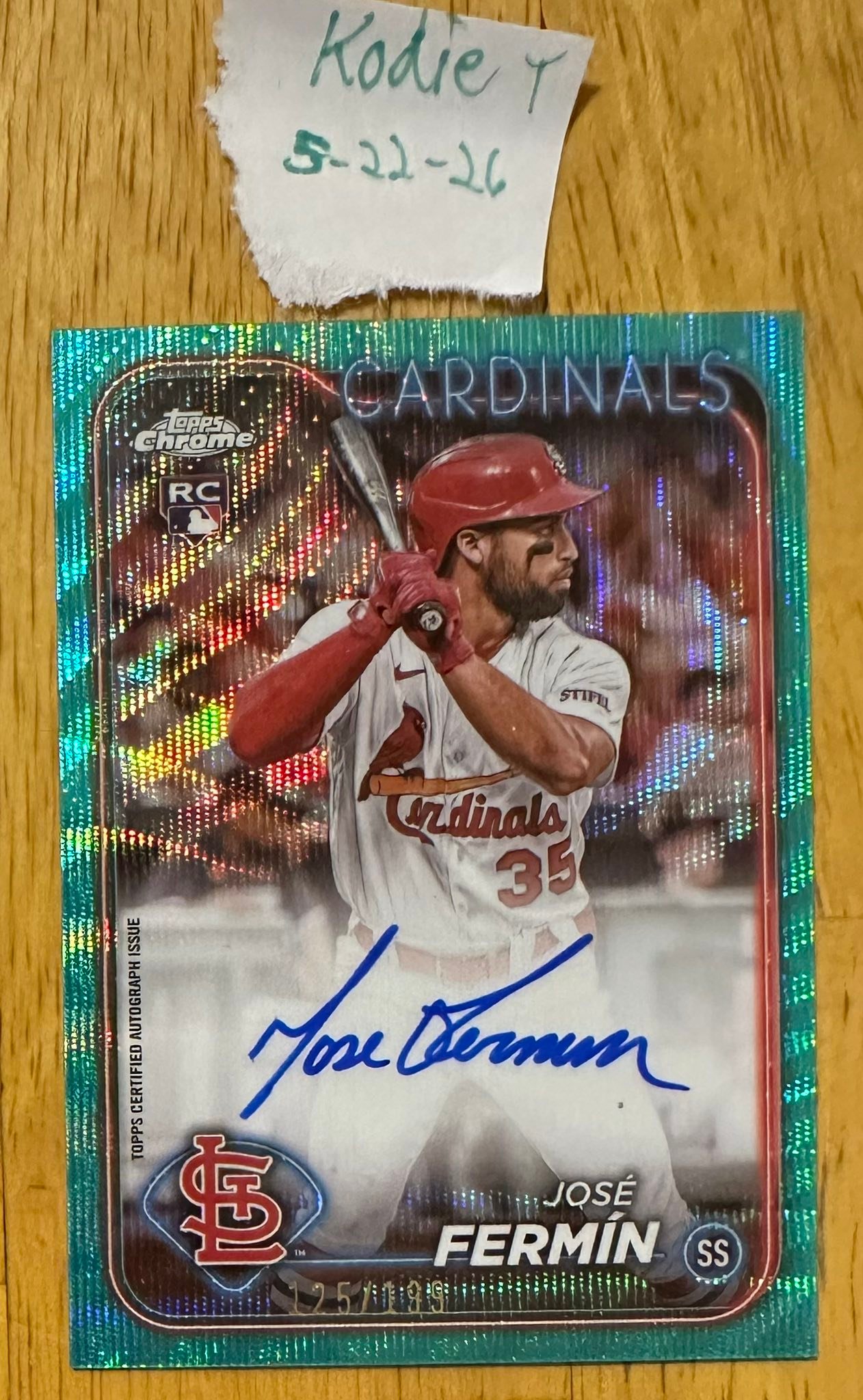 Jose Fermin 2024 Topps Chrome Aqua Wave Refractor rookie autograph