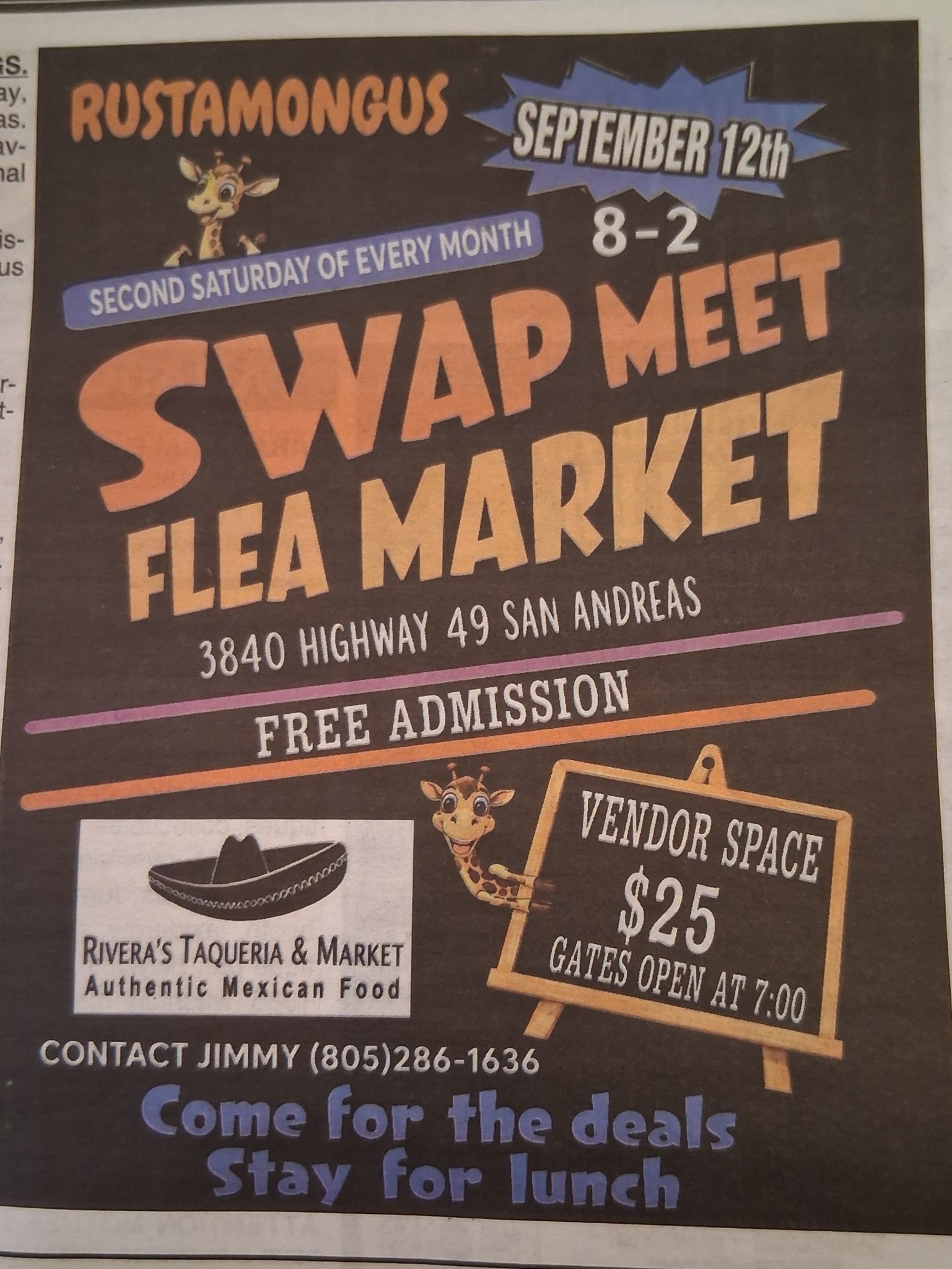 RUSTAMONGUS Swap Meet in San Andreas on September 12th | Sonora, CA