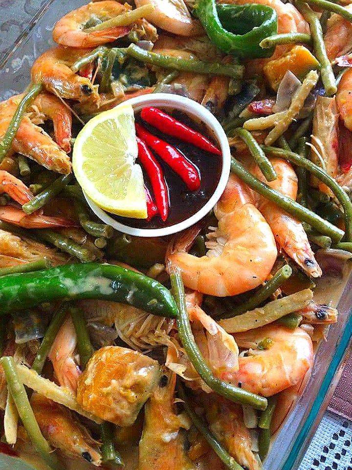 Mama's Guide Recipes - Ginataang Hipon, Kalabasa at Sitaw with Ginisang ...