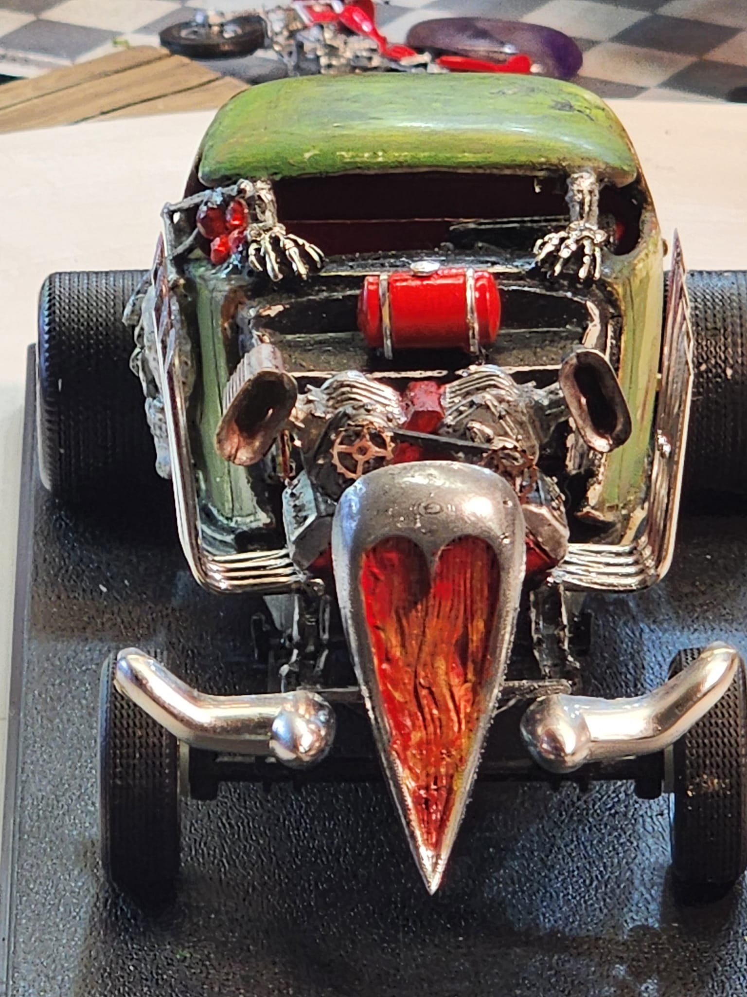 Custom Chrome Skull & Bones 3D Emblem - Hot Rod Rat Rod Car Truck Adhesive Badge