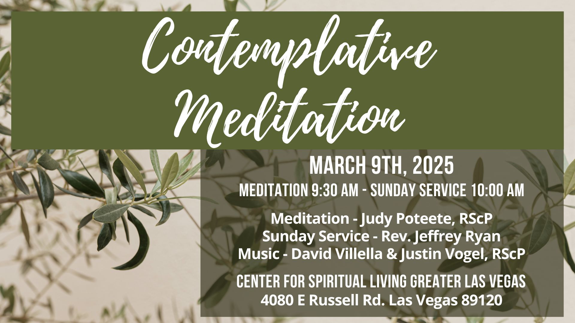 Contemplative Meditation - Sunday Service with Rev. Jeffery Ryan