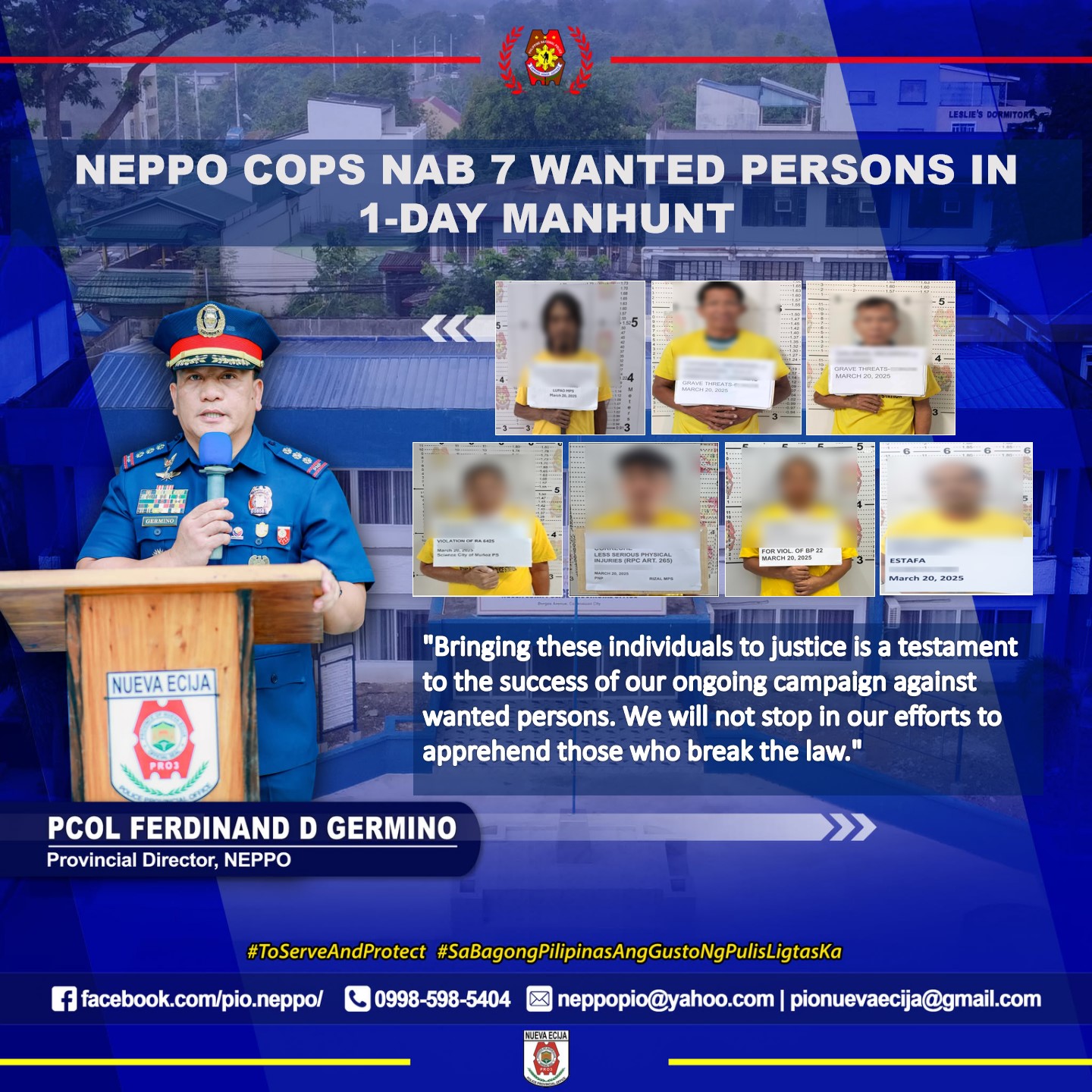 Pio - NEPPO COPS NAB 7 WANTED PERSONS IN 1-DAY MANHUNT NUEVA ECIJA ...