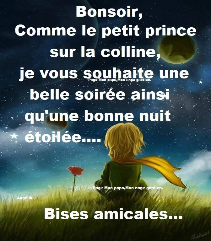 Page Mon Papa Mon Ange Gardien Bonsoir Comme Le Petit Prince Sur La Colline Je Vous Souhaite Une Belle Soiree Ainsi Qu Une Bonne Nuit Etoilee Facebook