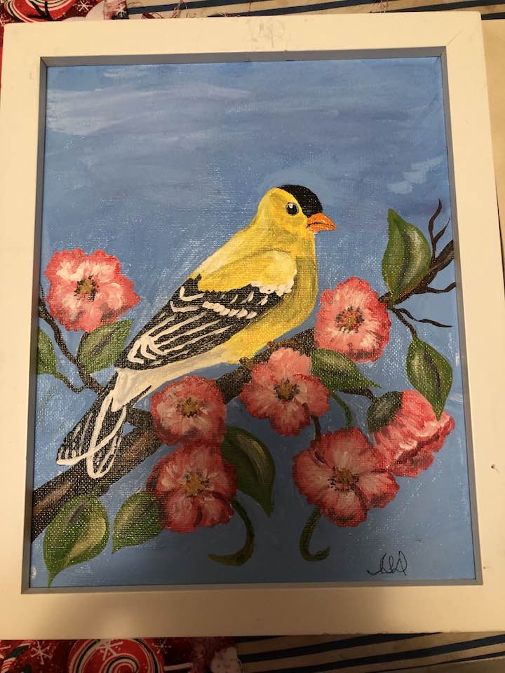 ☆どんまぐろ☆てぃんくる　版画　YELLOW CANARY アールビバン It's been a little bit but got some painting done a little yellow