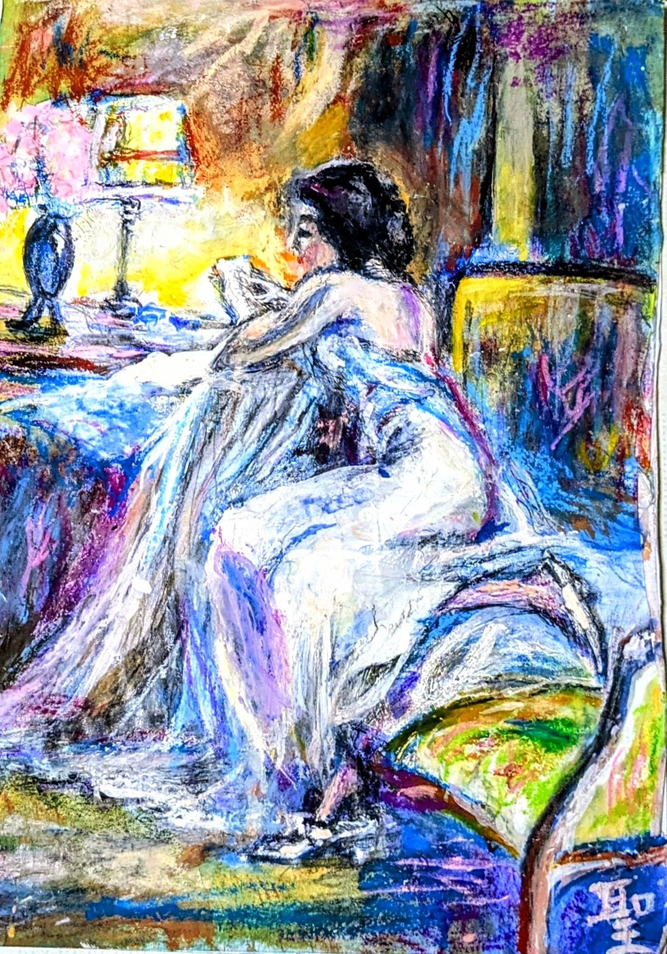 グラスのある静物 ( 2 ) ] 22 x 17 cm 紙にインク墨と水彩 2024 花見