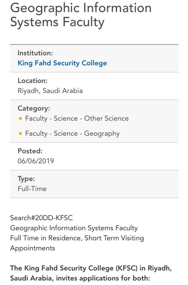 The King Fahd Security College... - International Jobs Update | Facebook