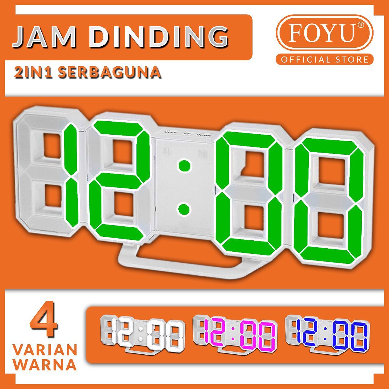 Meta Foyu - Jam Digital Dinding USB 3D Alarm Digital 2in1... | Facebook