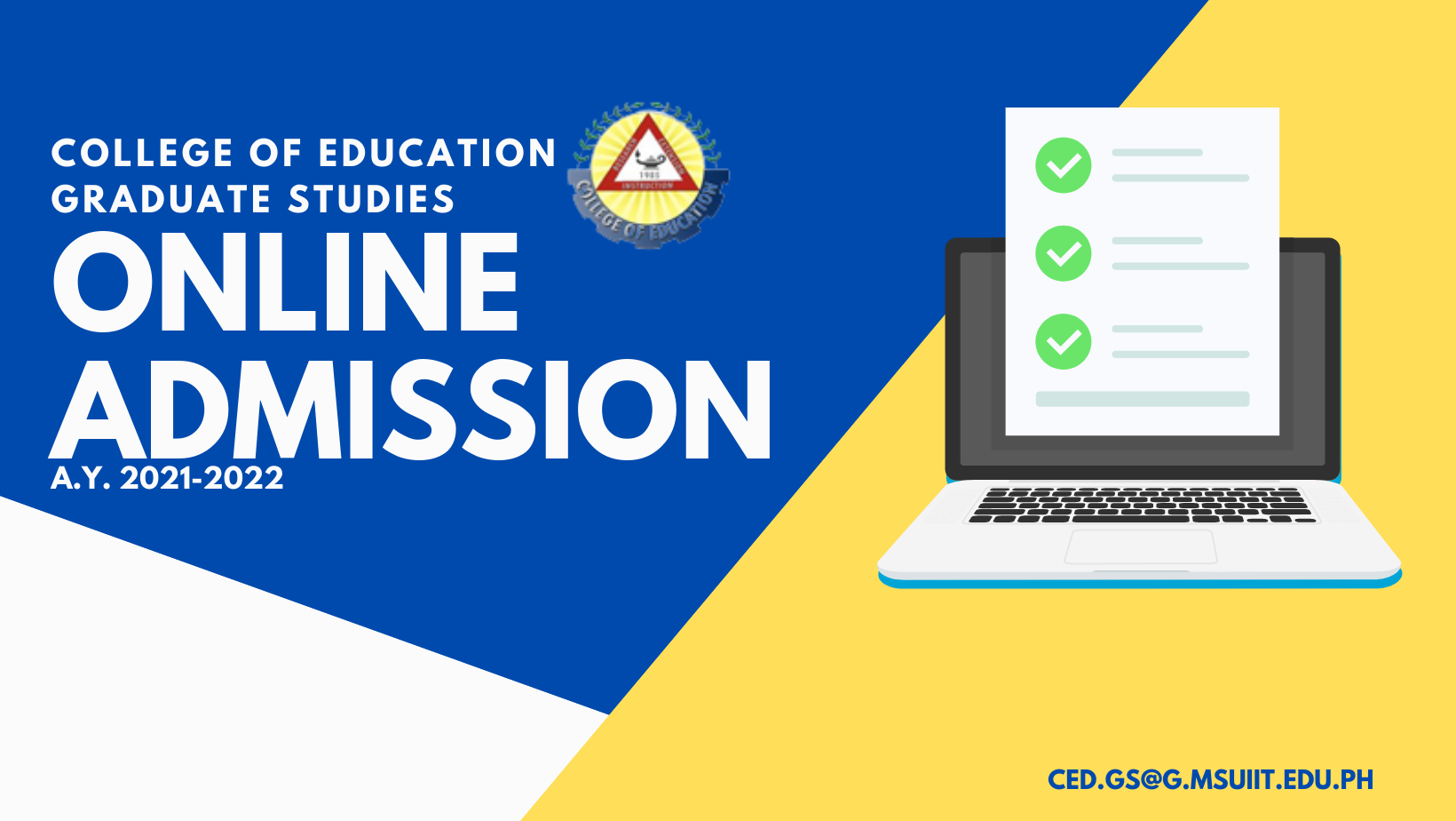 The College of Education-Graduate Studies of MSU-IIT is now accepting ...