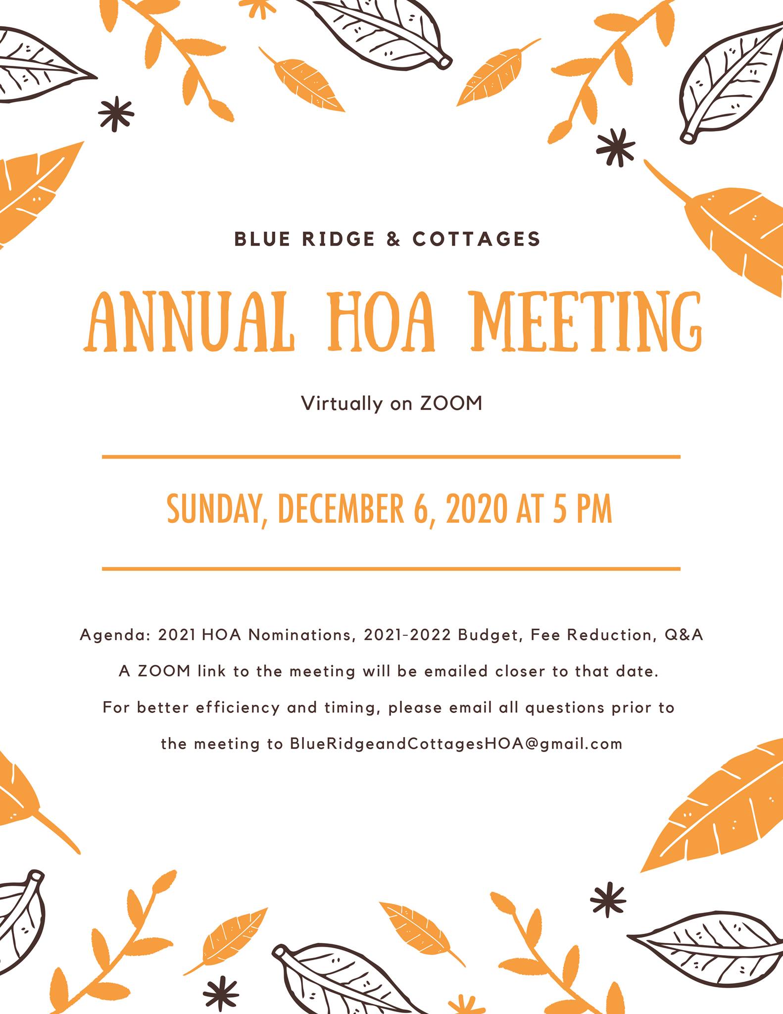 Blue Ridge and the Cottages at Blue Ridge Homeowners Association