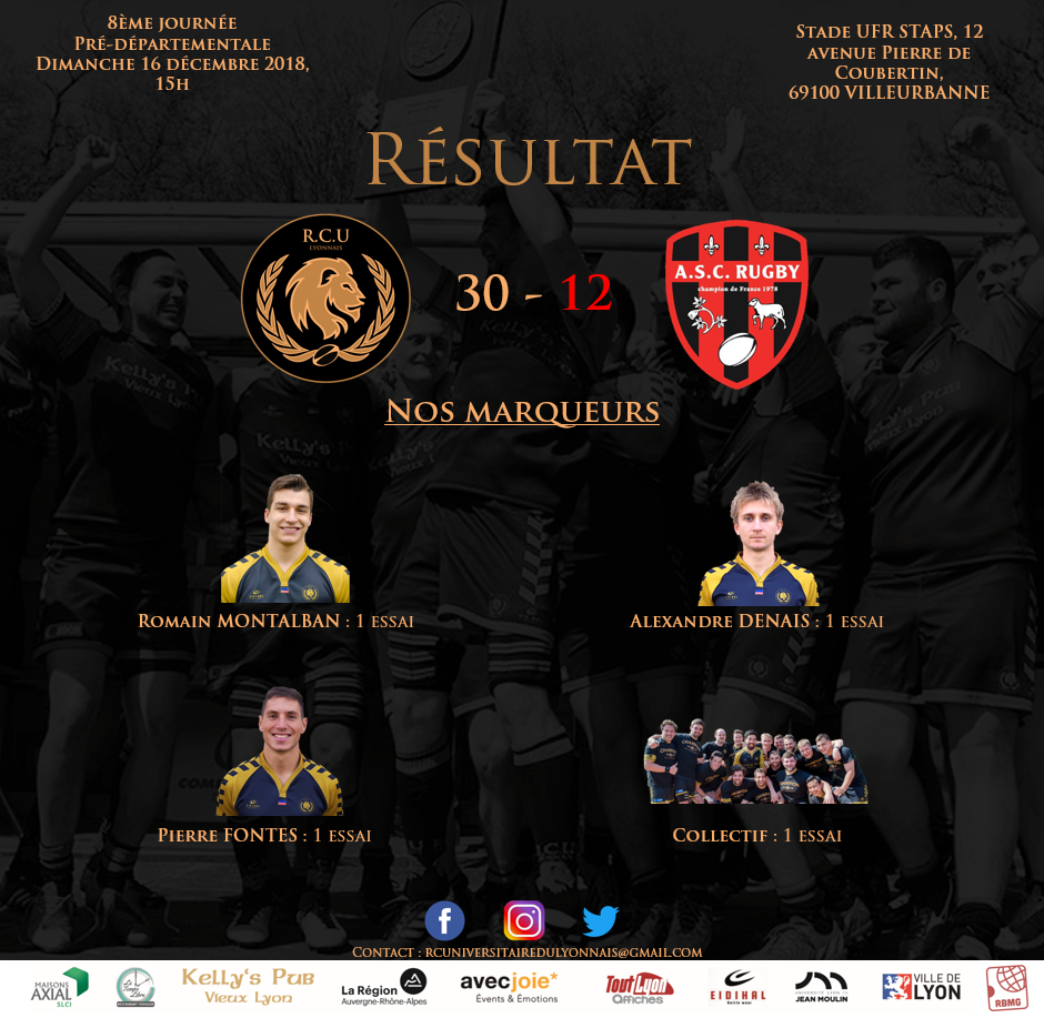 Le RCUL remporte le choc de cette... - Club Omnisport de Lyon | Facebook