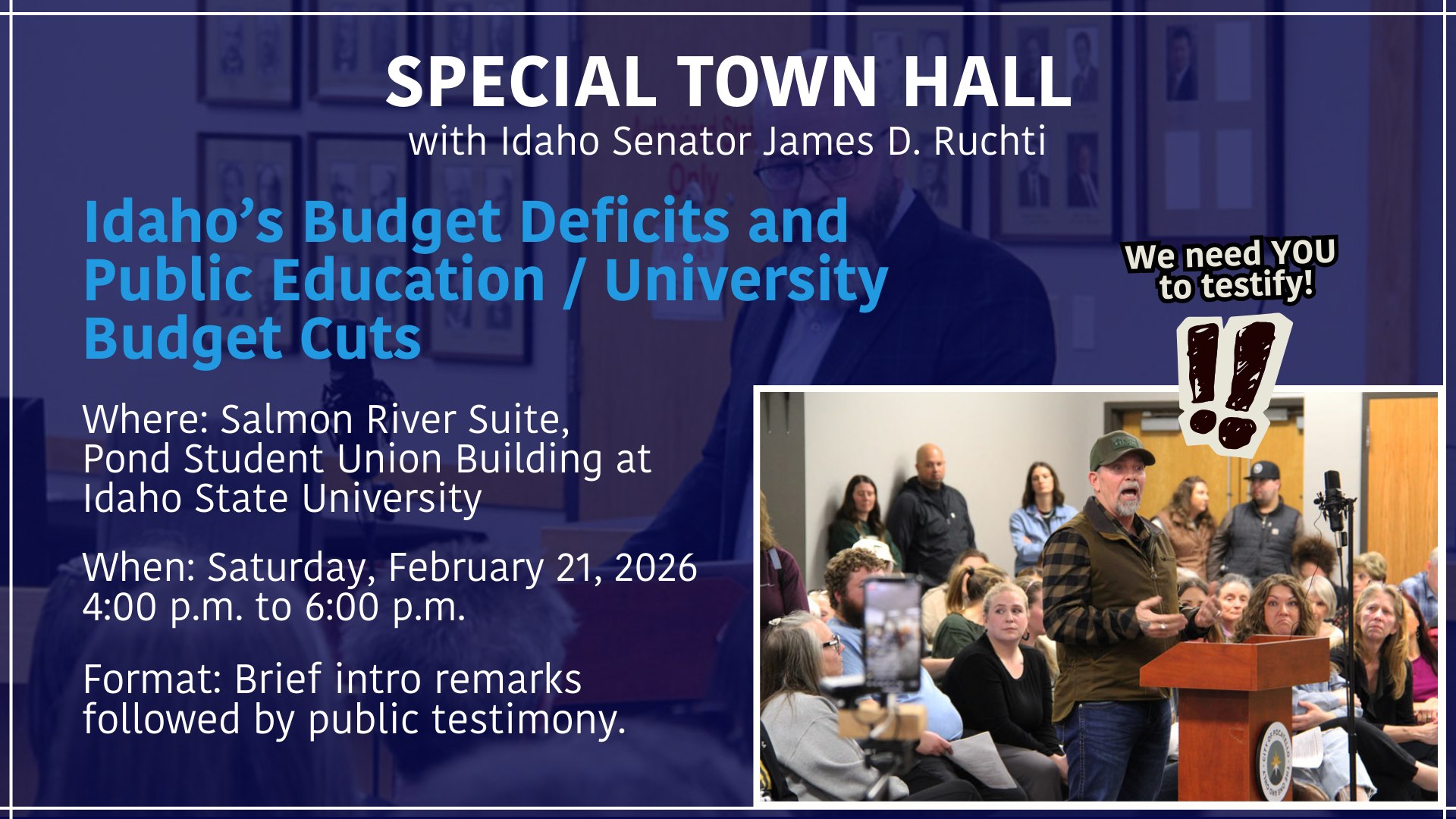 Special Town Hall w/ Idaho Senator James Ruchti | Idaho State University