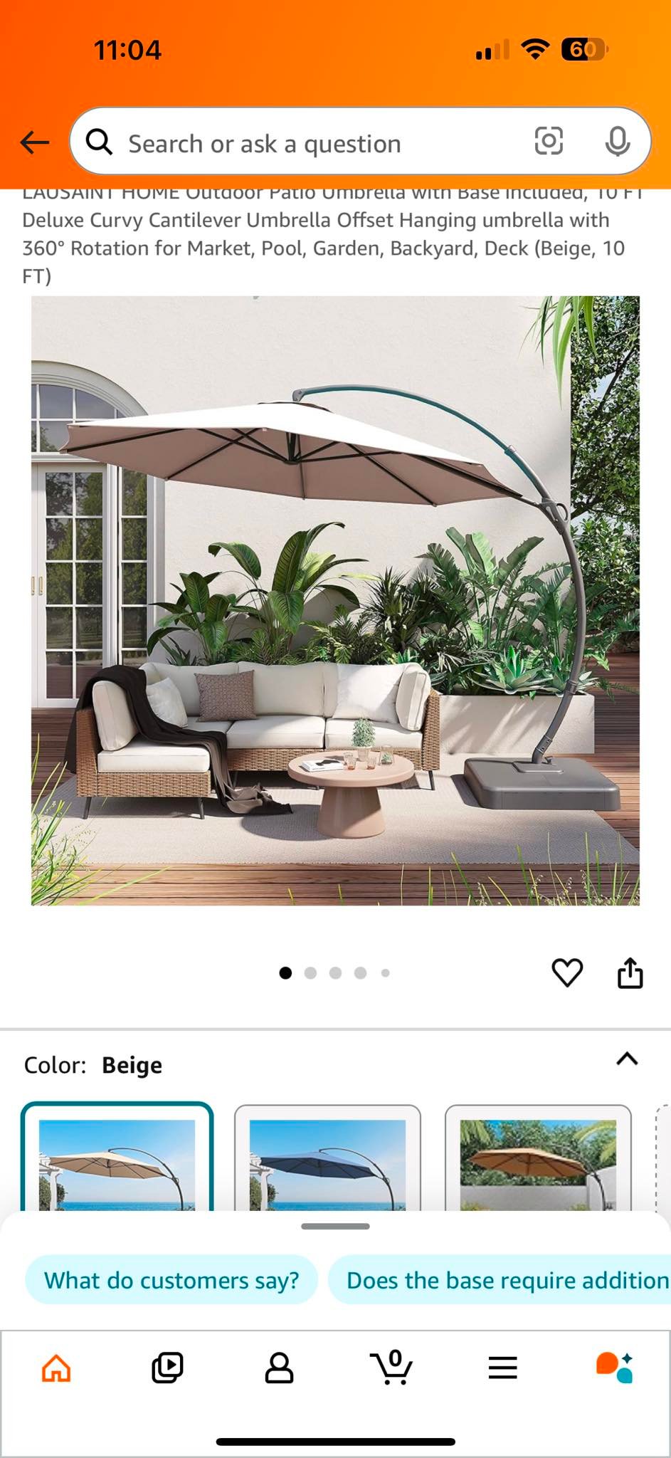 grand patio deluxe 10-foot curvy aluminium offset umbrella. 10x10 FT Patio Umbrella Large Square Aluminum Cantilever Umbrella Base Included for Deck Porch (Champagne, 10x10 FT) : Patio, Lawn & Garden Stay in the shade with our clever auto Outdoor Patio Umbrella with Base