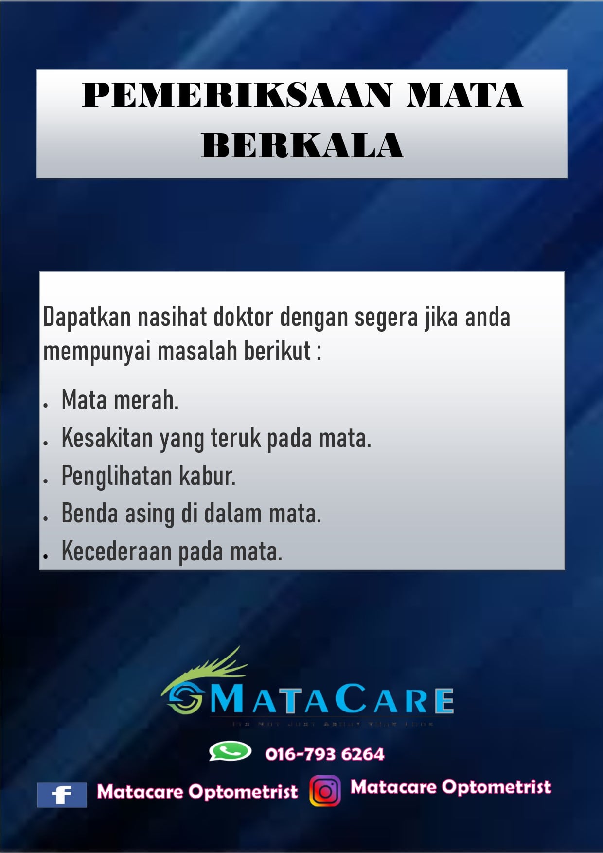 ASSALAMMUALAIKUM DAN SELAMAT... - Matacare Optometry BK