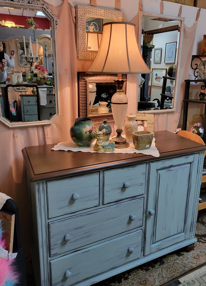 french connection blue floral dress Vintage duck egg cabinet with sea glass glaze Size Variant:Large Bonnie | BLUE Asymmetric-Neck Light Yellow