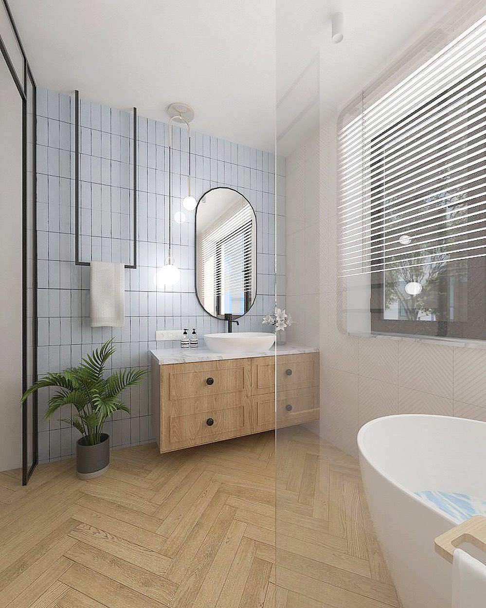 White Interior Design - Łazienka przy sypialni. Piękne, błękitne kafle ...