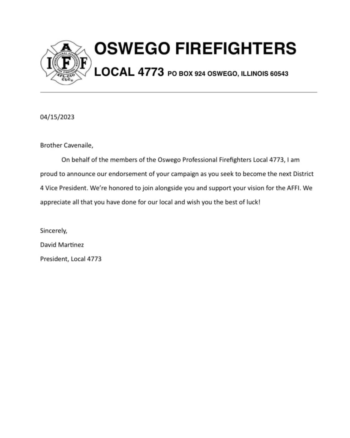 Please see the attached... - Oswego Firefighters Local 4773 | Facebook