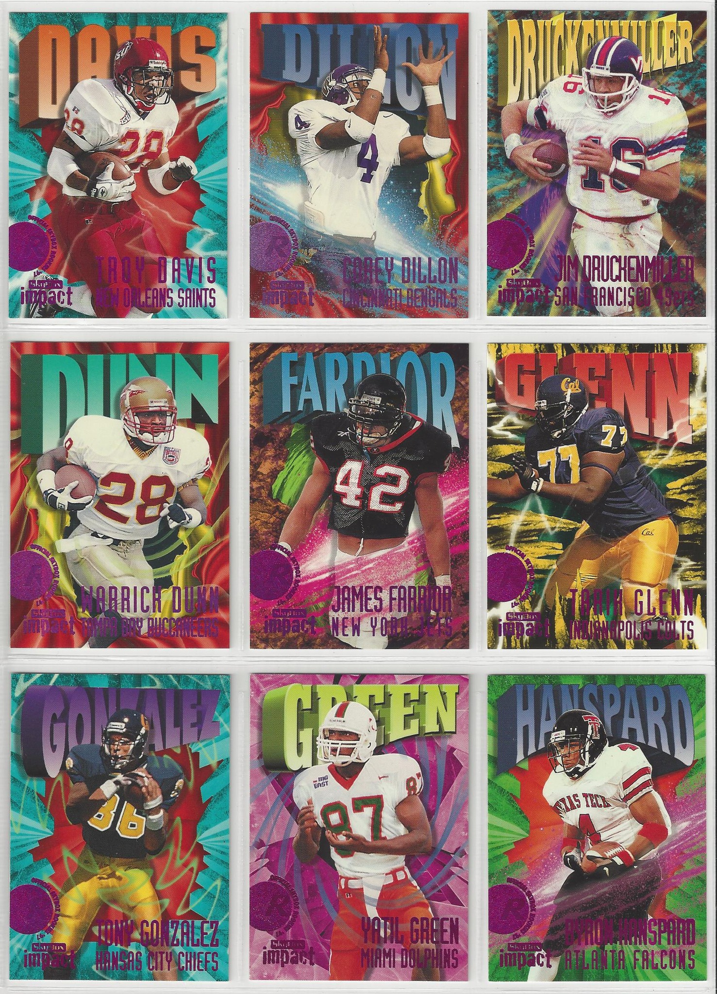 1997 skybox impact rave football cards