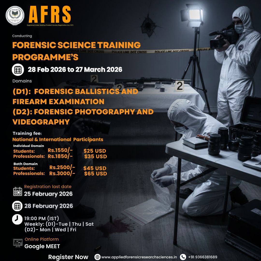 𝐓𝐫𝐚𝐢𝐧𝐢𝐧𝐠 𝐏𝐫𝐨𝐠𝐫𝐚𝐦𝐦𝐞 𝟐𝟎𝟐6 – 𝐀𝐩𝐩𝐥𝐢𝐞𝐝 𝐅𝐨𝐫𝐞𝐧𝐬𝐢𝐜 𝐑𝐞𝐬𝐞𝐚𝐫𝐜𝐡 𝐒𝐜𝐢𝐞𝐧𝐜𝐞𝐬 (𝐀.𝐅.𝐑.𝐒 ...