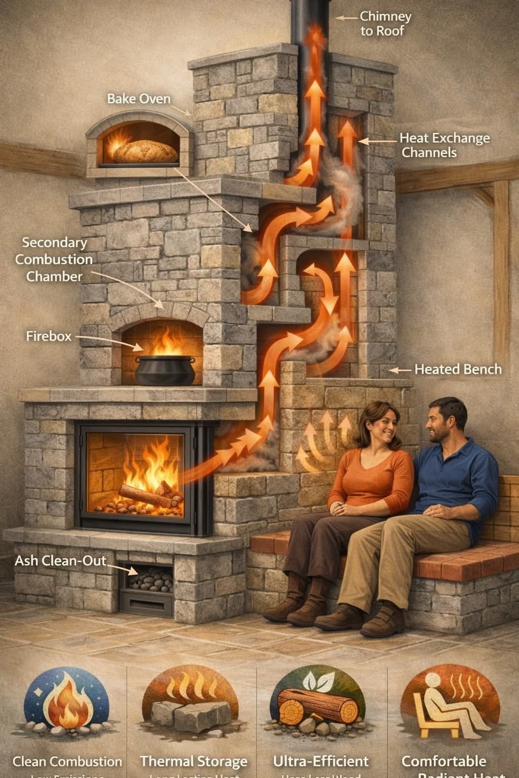 How to make a stove efficient like a mason heater?