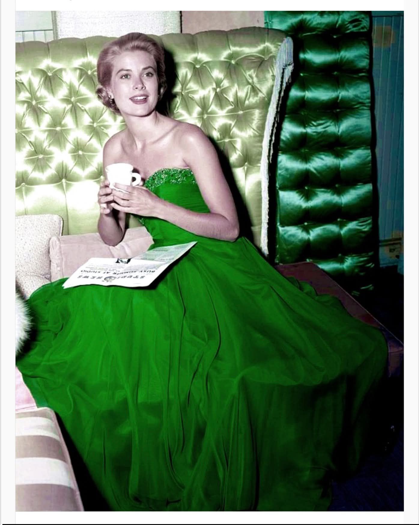 lovely grace green dress Kelly wore an emerald gown to celebrate St. Patrick's Day in 1954. Photography by: Gene Lester/ Getty Images Maxi dress