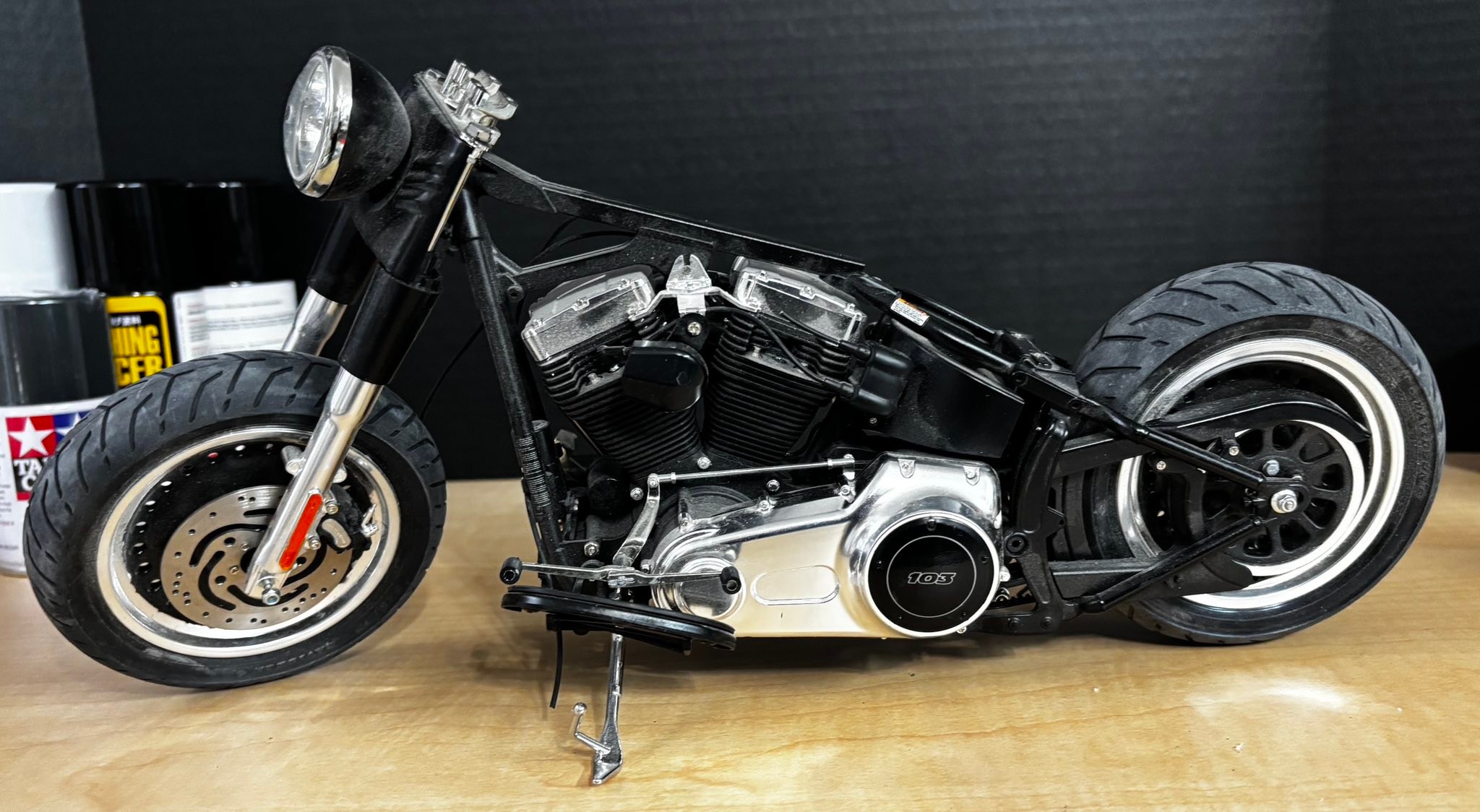 1:6 Tamiya Harley-Davidson Fatboy. I bought this kit as-is as a