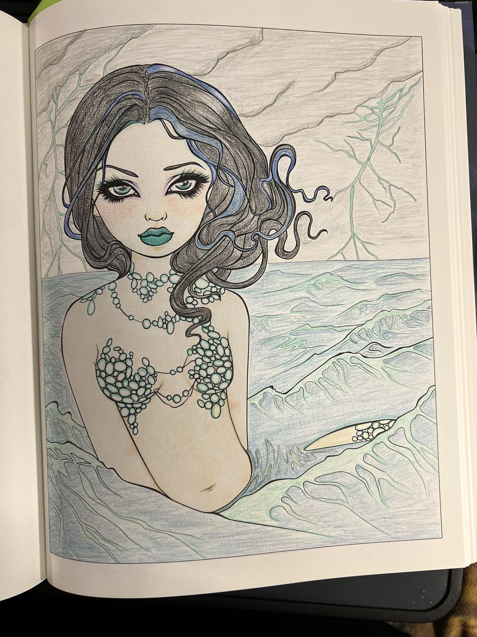 Jasmine Becket-Griffith mermaid colored with Prismacolor pencils