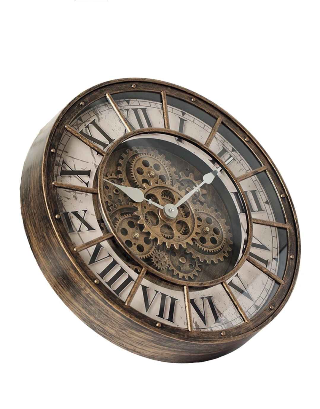 🕰️ Large Industrial Moving Gear Wall Clock – Premium Vintage Statement ...