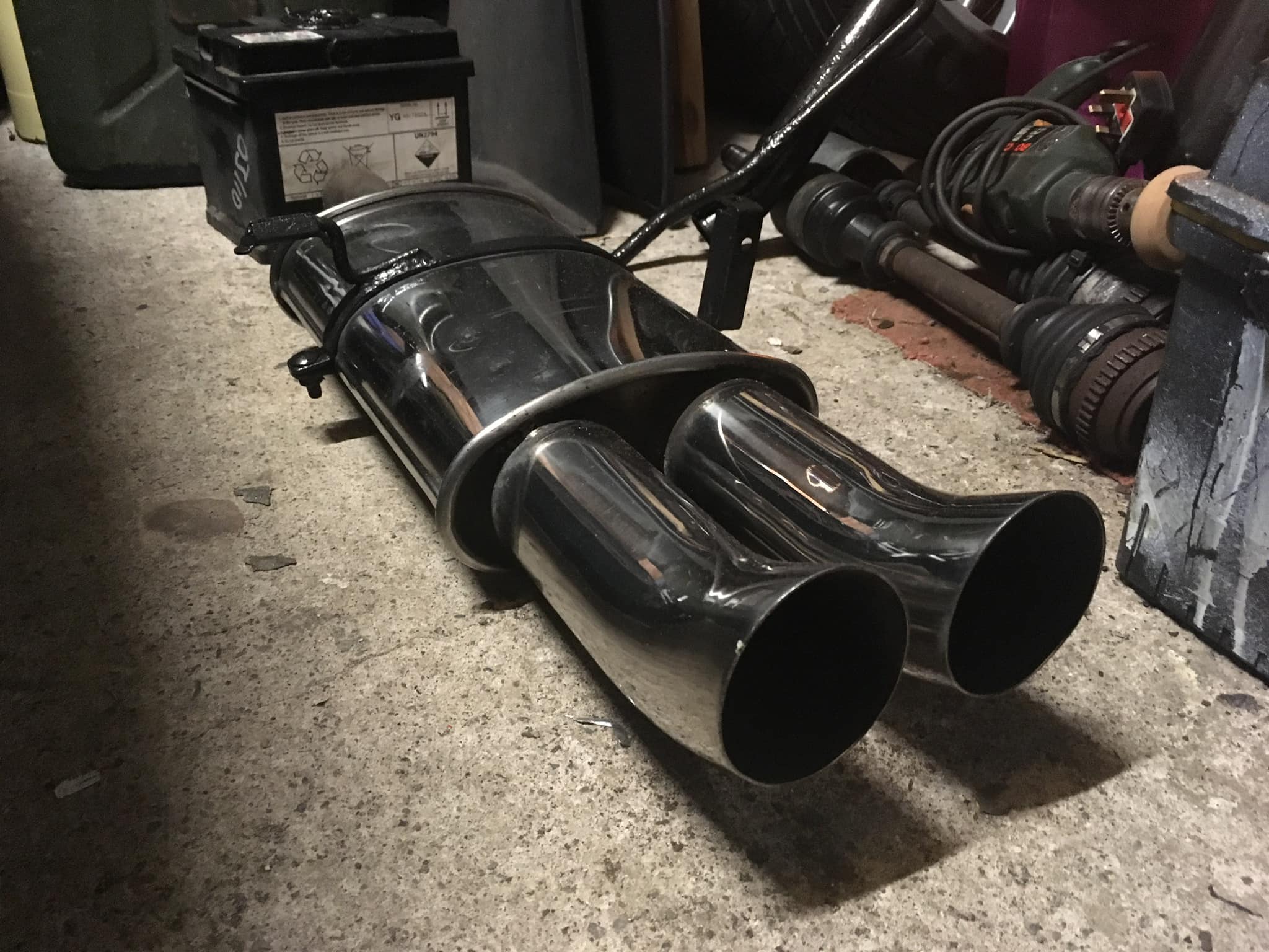 Bullet Bomb Silencer with 2.5 Round Tailpipe Exhaust Bomb Tail Back Box Style | UK