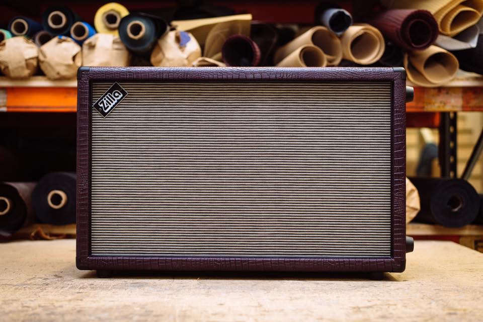 Fatboy 2x12. Blue croc tolex with black grill and black piping.